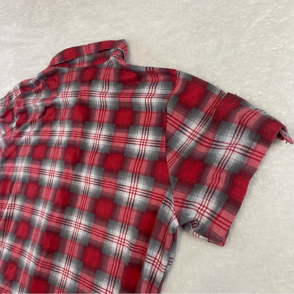 Tattoo Women's Red White Plaid Button Up Short Sleeve Size XL - Picture 9 of 12